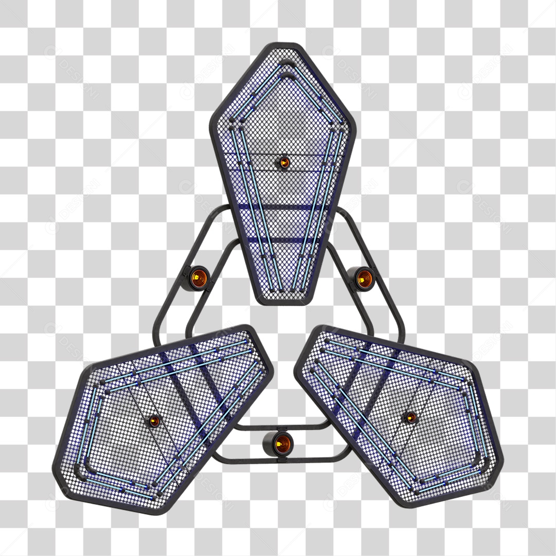 Elemento Metálico com Neon PNG Transparente