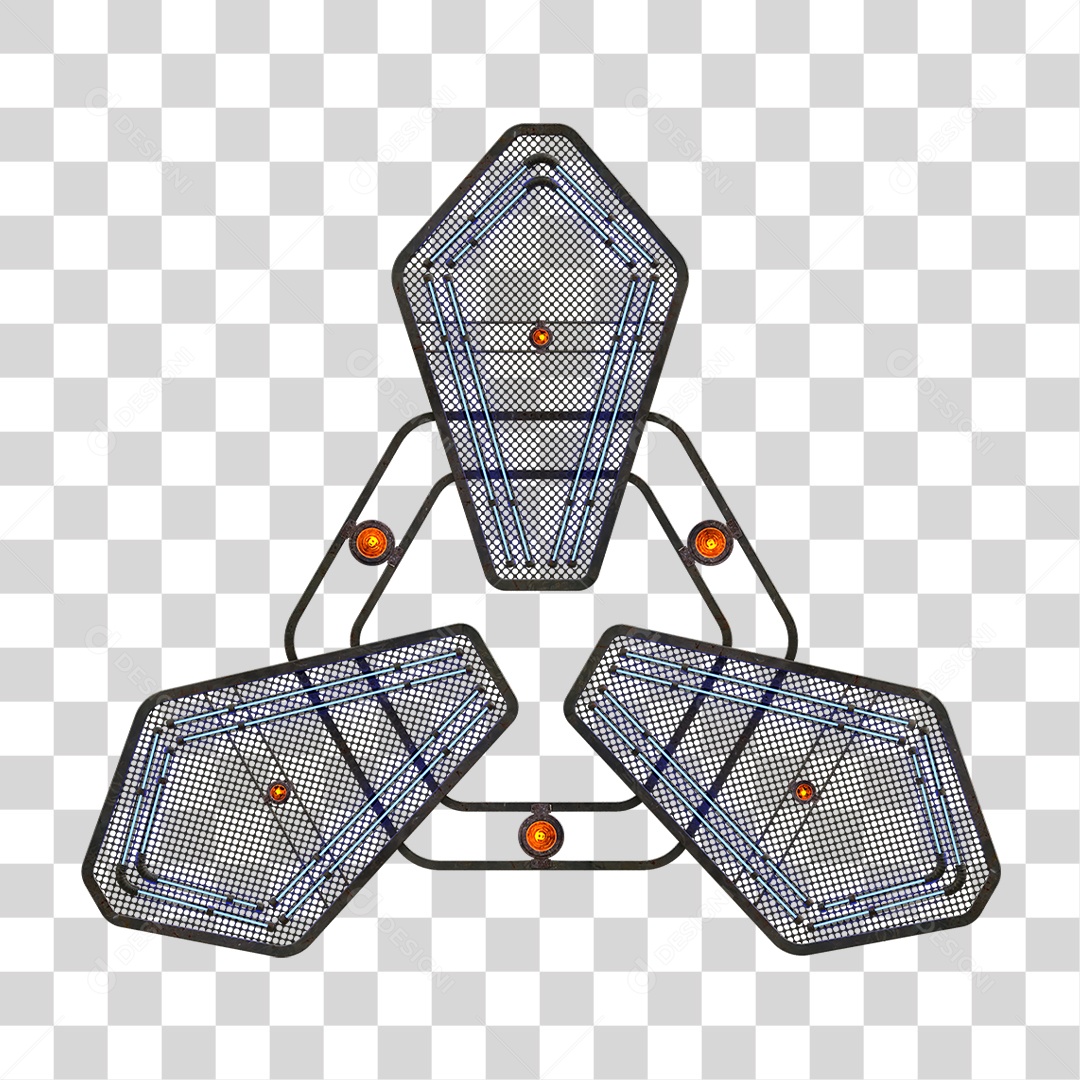 Elemento Metálico com Neon PNG Transparente