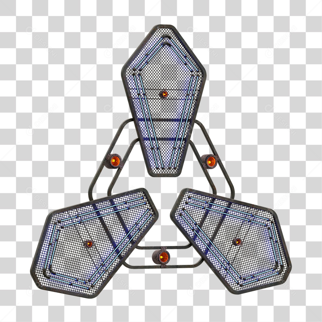 Painel de Seta Metálica com Neon PNG Transparente