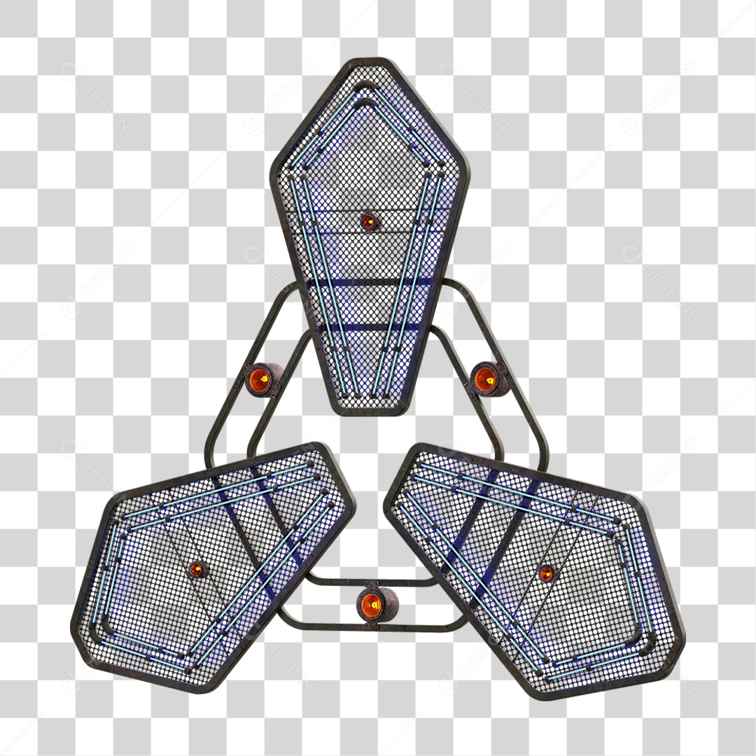 Elemento Metálico com Neon PNG Transparente