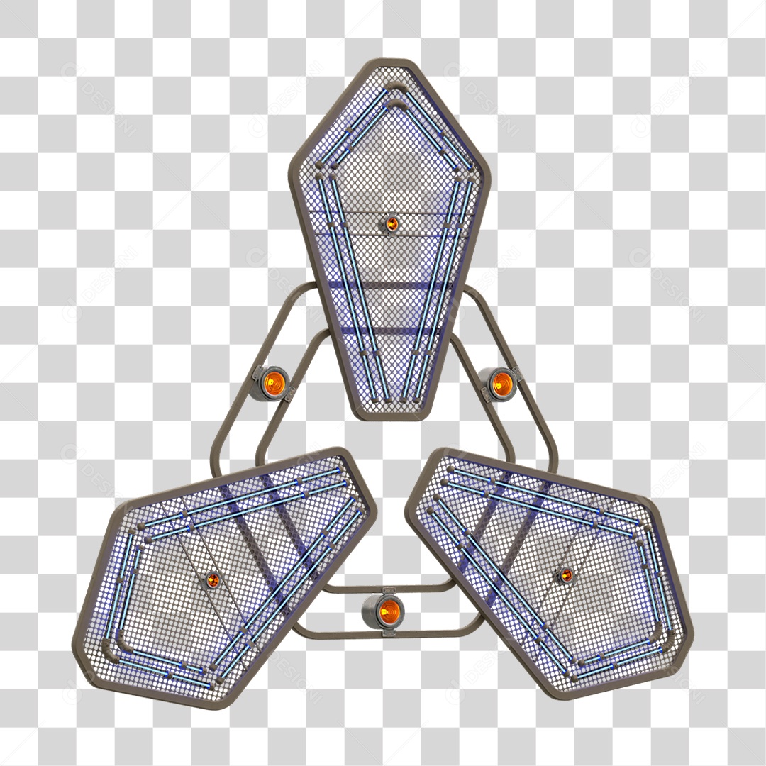 Elemento Metálico com Neon PNG Transparente