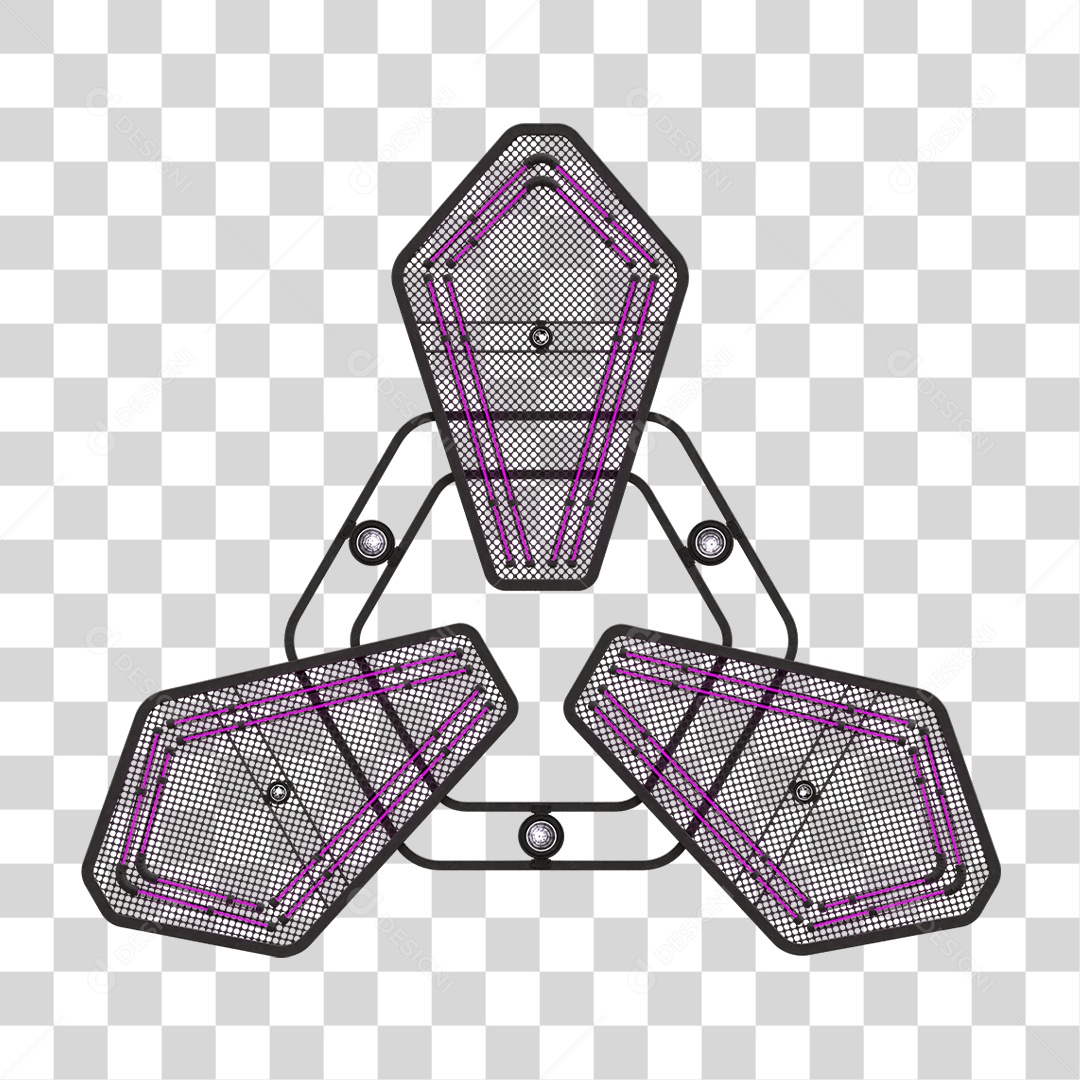 Elemento Metálico com Neon PNG Transparente