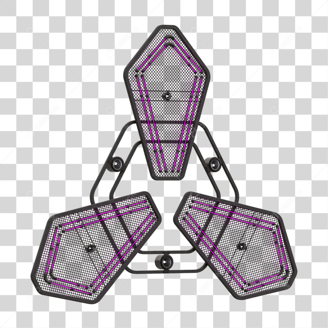 Painel de Seta Metálica com Neon PNG Transparente