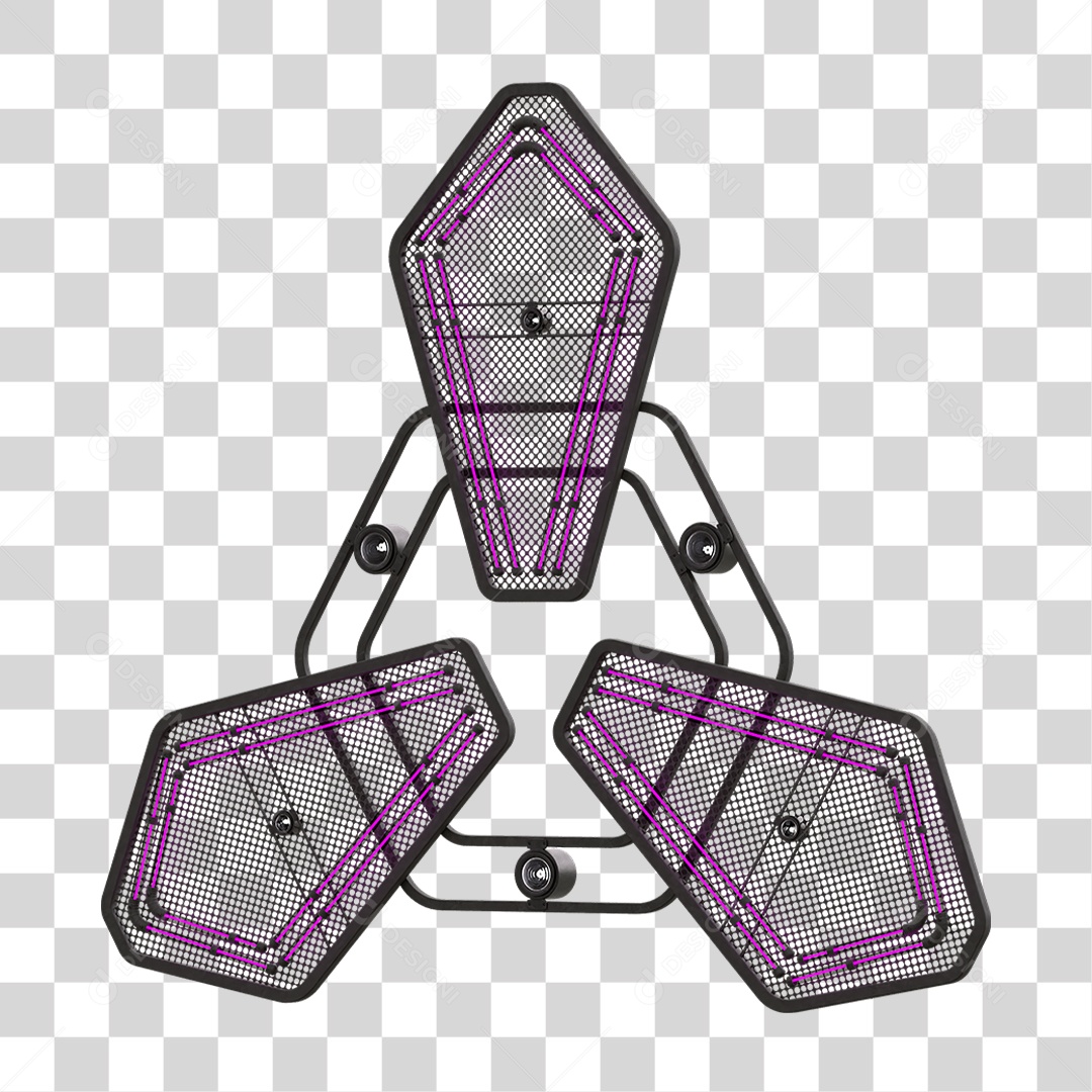 Elemento Metálico com Neon PNG Transparente