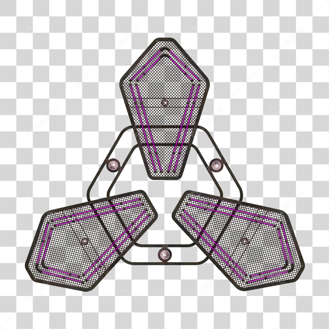 Painel de Seta Metálica com Neon PNG Transparente