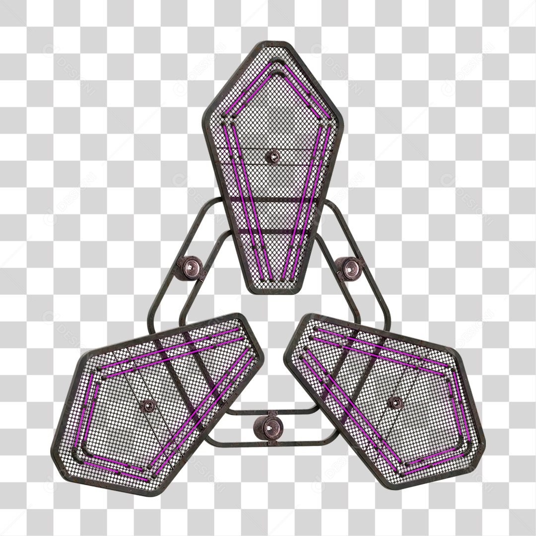 Elemento Metálico com Neon PNG Transparente