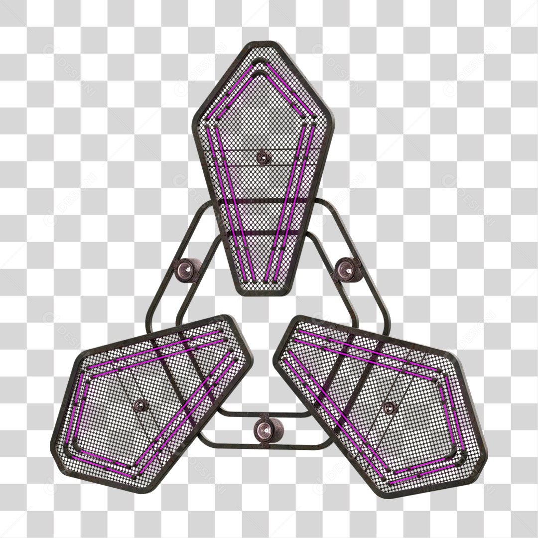 Painel de Setas Metálica com Neon PNG Transparente