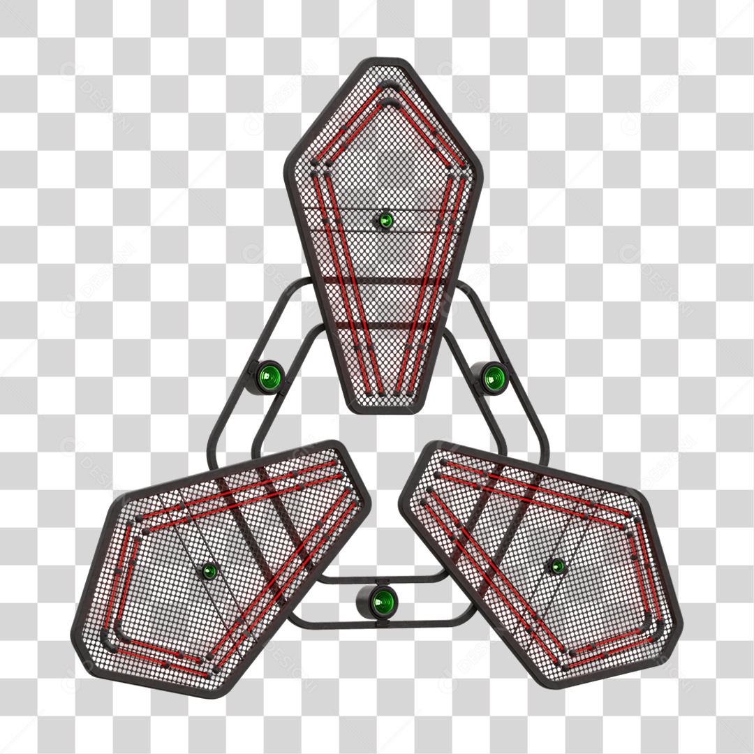 Elemento Metálico com Neon PNG Transparente