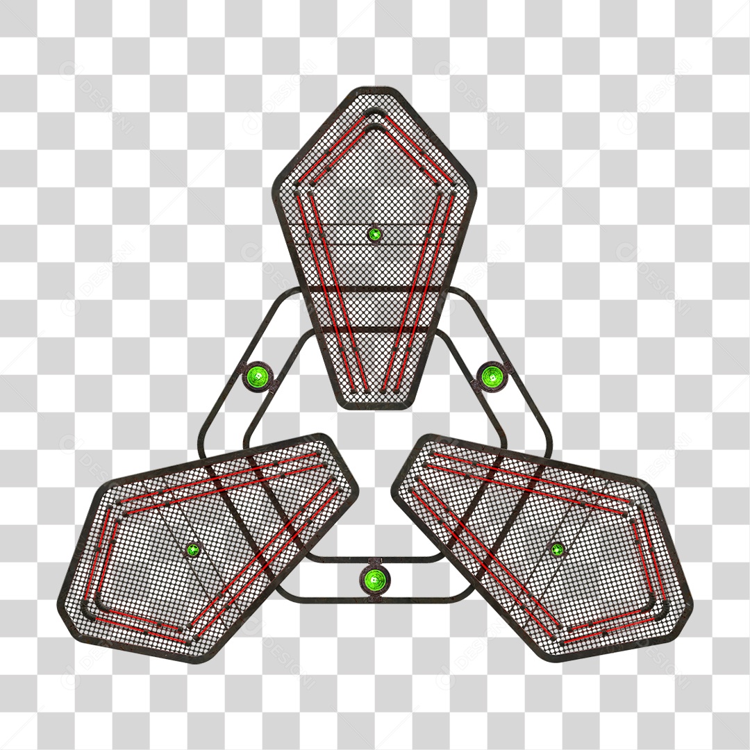 Elemento Metálico com Neon PNG Transparente