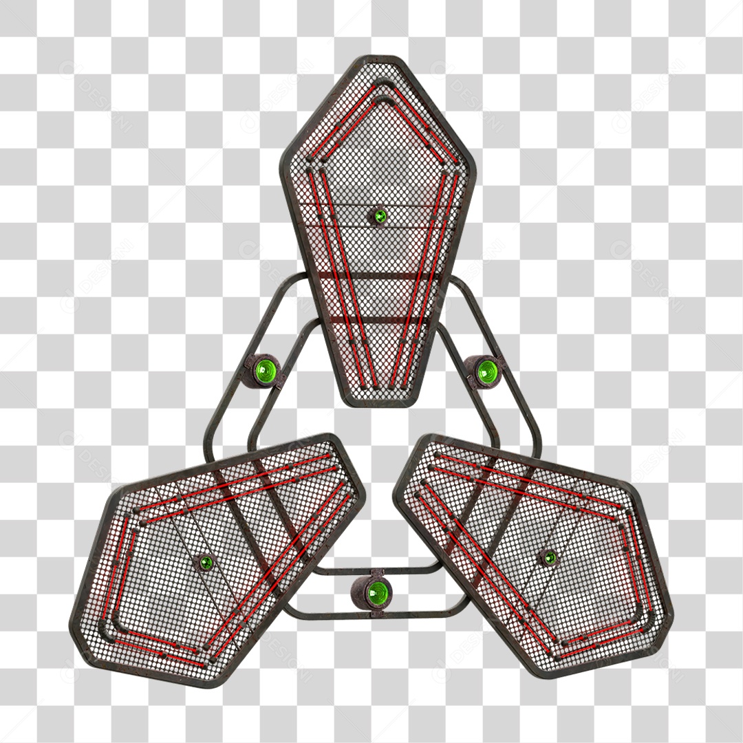 Painel de Setas Metálica com Neon PNG Transparente