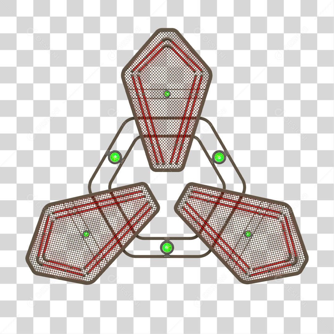 Elemento Metálico com Neon PNG Transparente