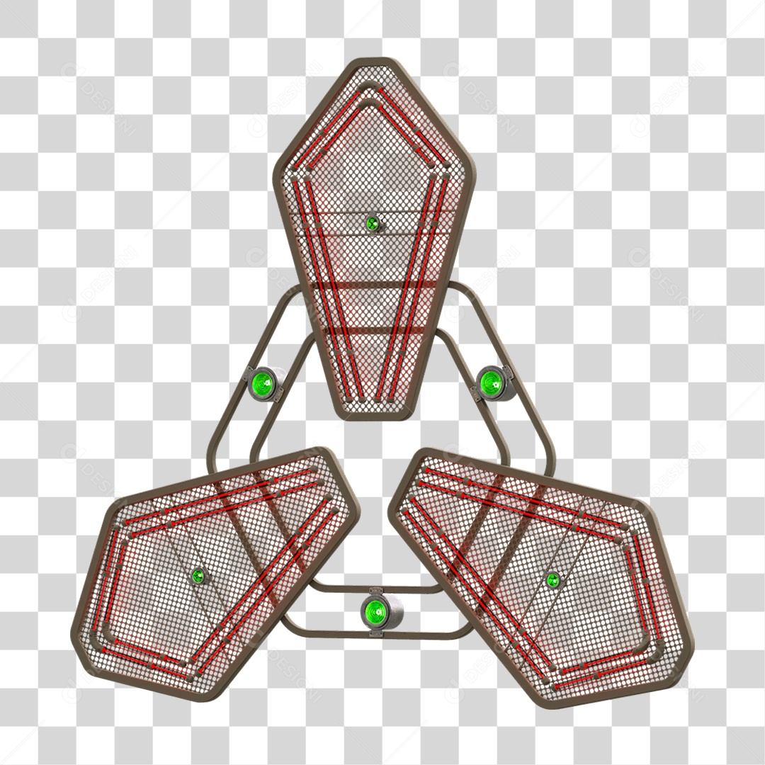 Elemento Metálico com Neon PNG Transparente