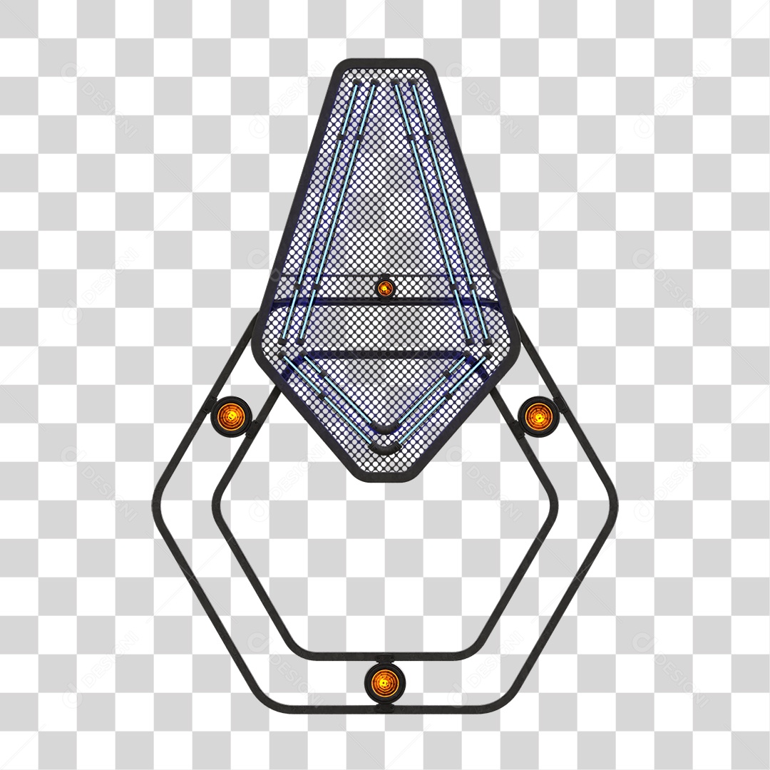 Painel de Seta Metálica com Neon PNG Transparente