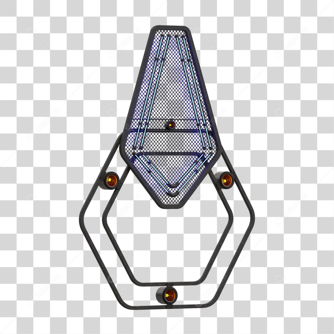 Elemento Metálico com Neon PNG Transparente