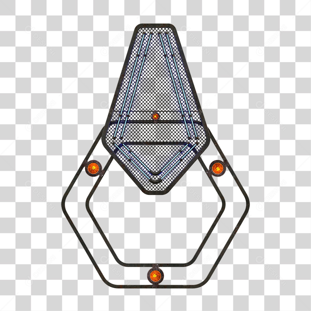 Elemento Metálico com Neon PNG Transparente