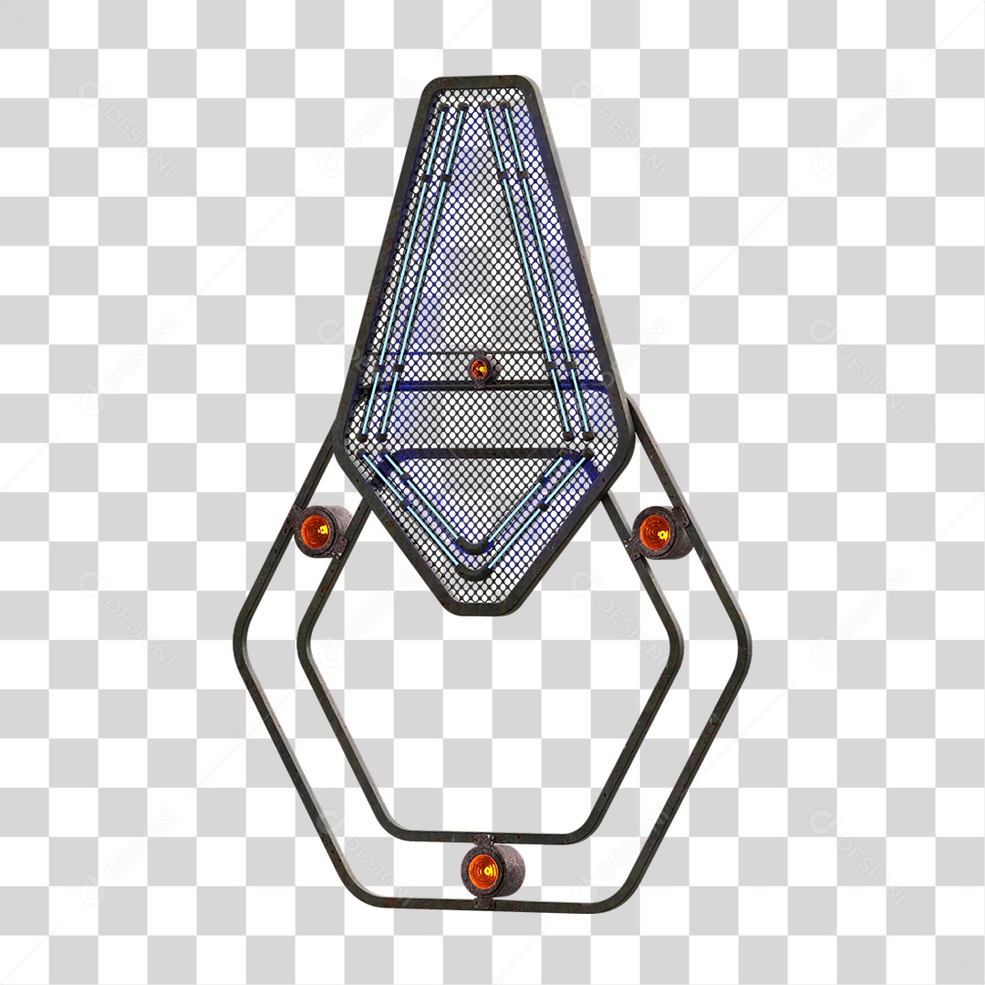 Elemento Metálico com Neon PNG Transparente