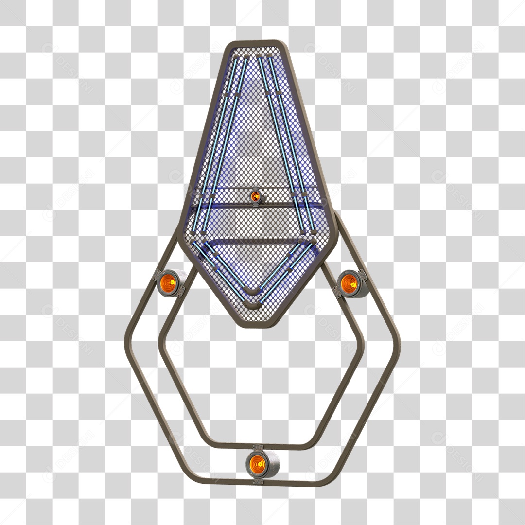 Elemento Metálico com Neon PNG Transparente