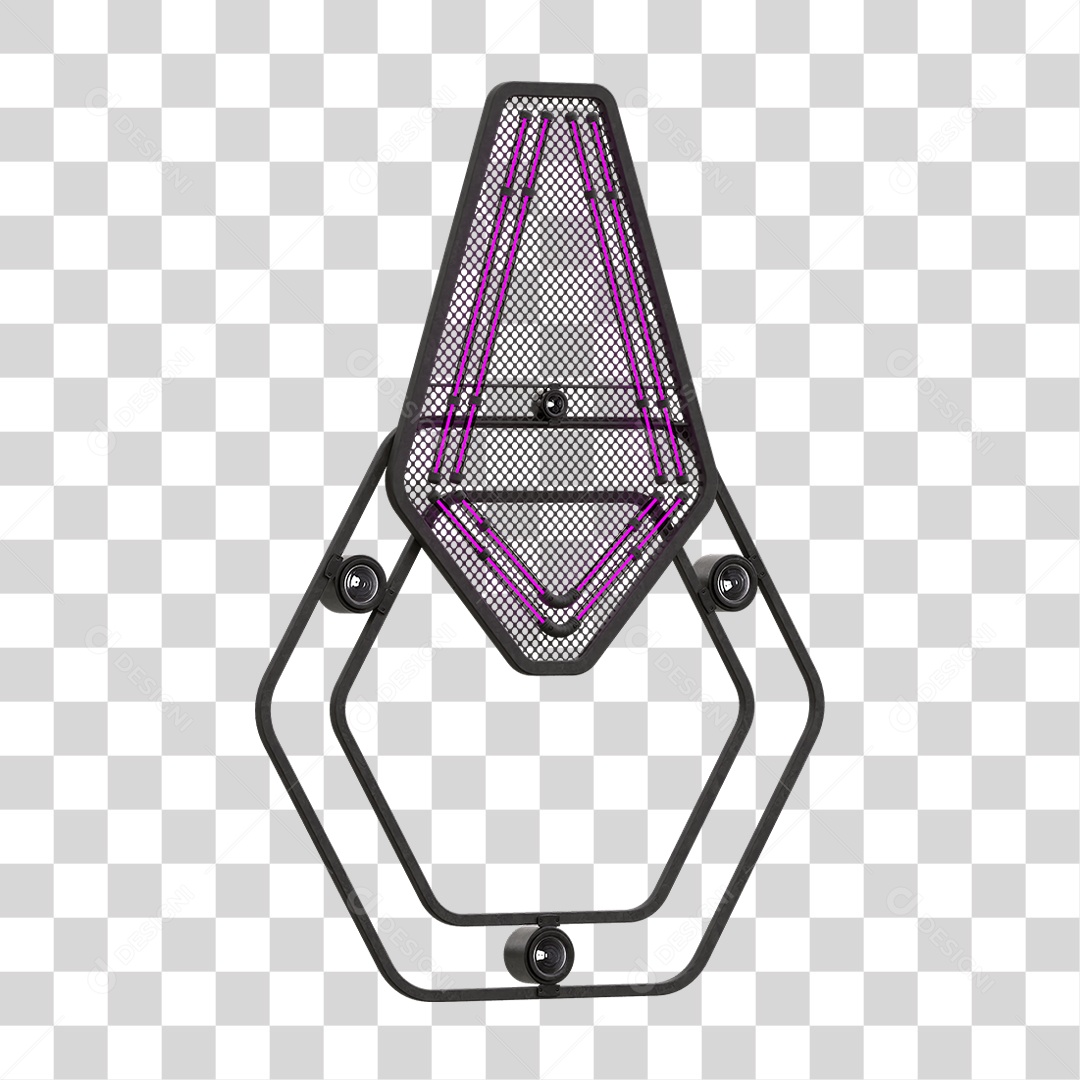 Elemento Metálico com Neon PNG Transparente