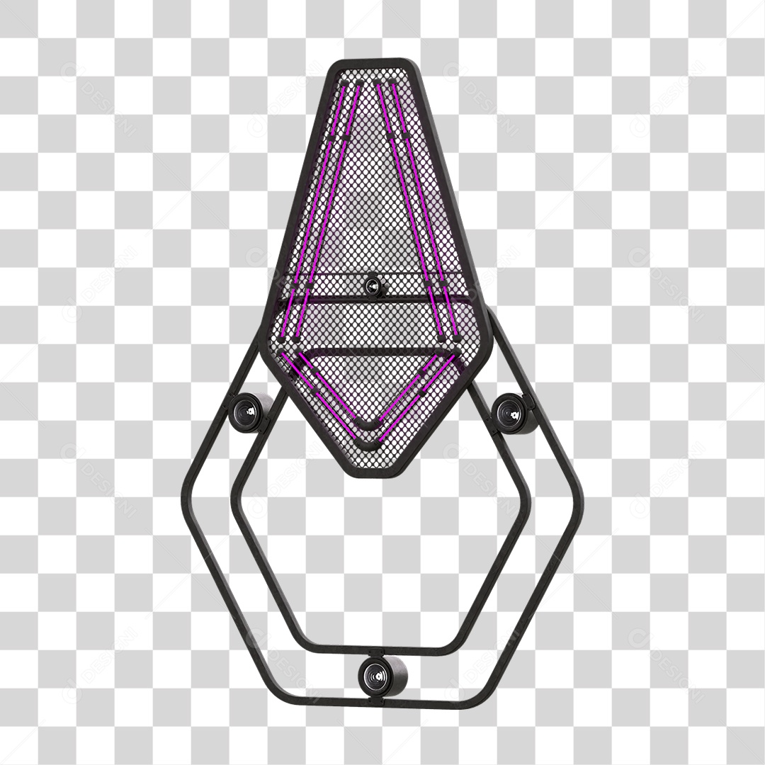 Painel de Seta Metálica com Neon PNG Transparente