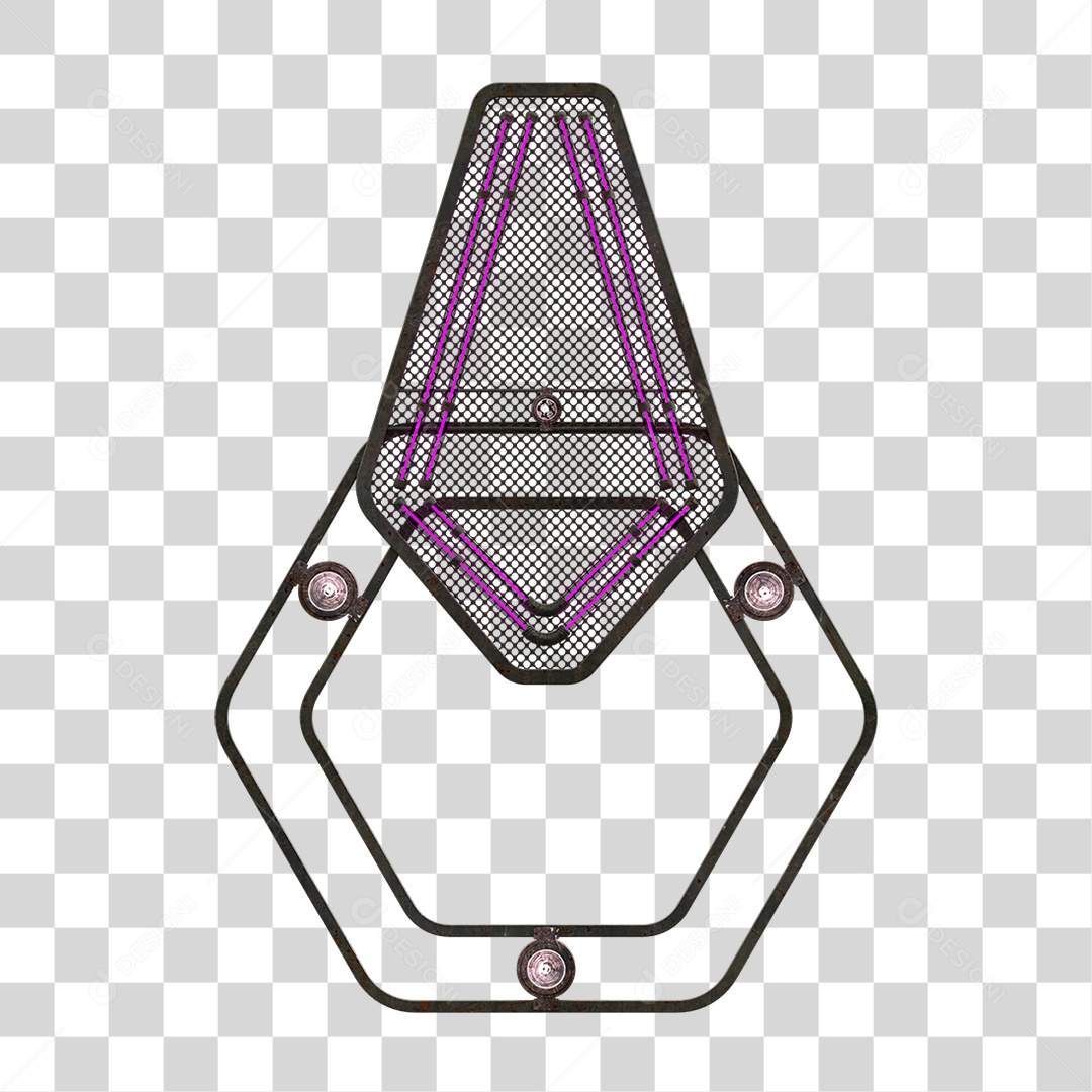 Elemento Metálico com Neon PNG Transparente