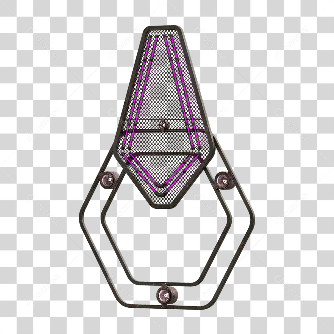 Painel de Seta Metálica com Neon PNG Transparente