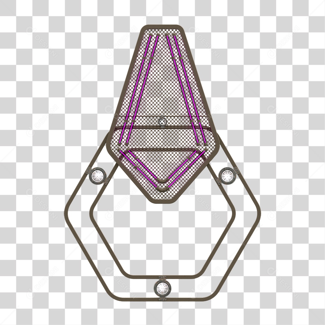 Painel de Seta Metálica com Neon PNG Transparente