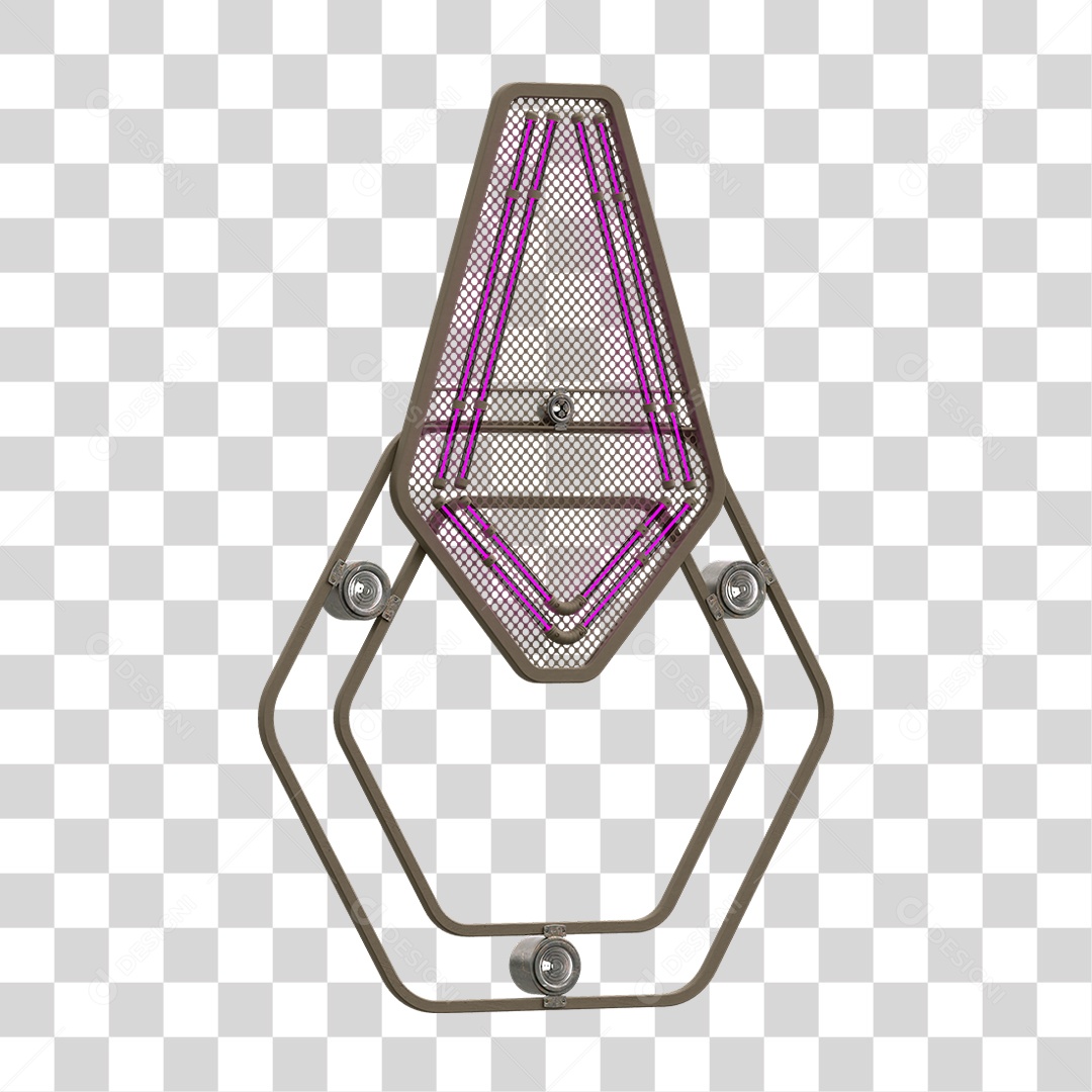Elemento Metálico com Neon PNG Transparente