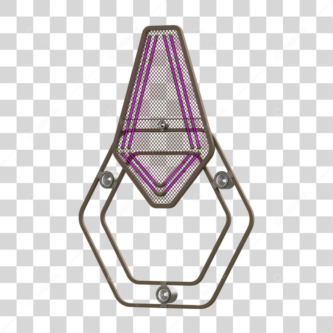 Painel de Seta Metálica com Neon PNG Transparente