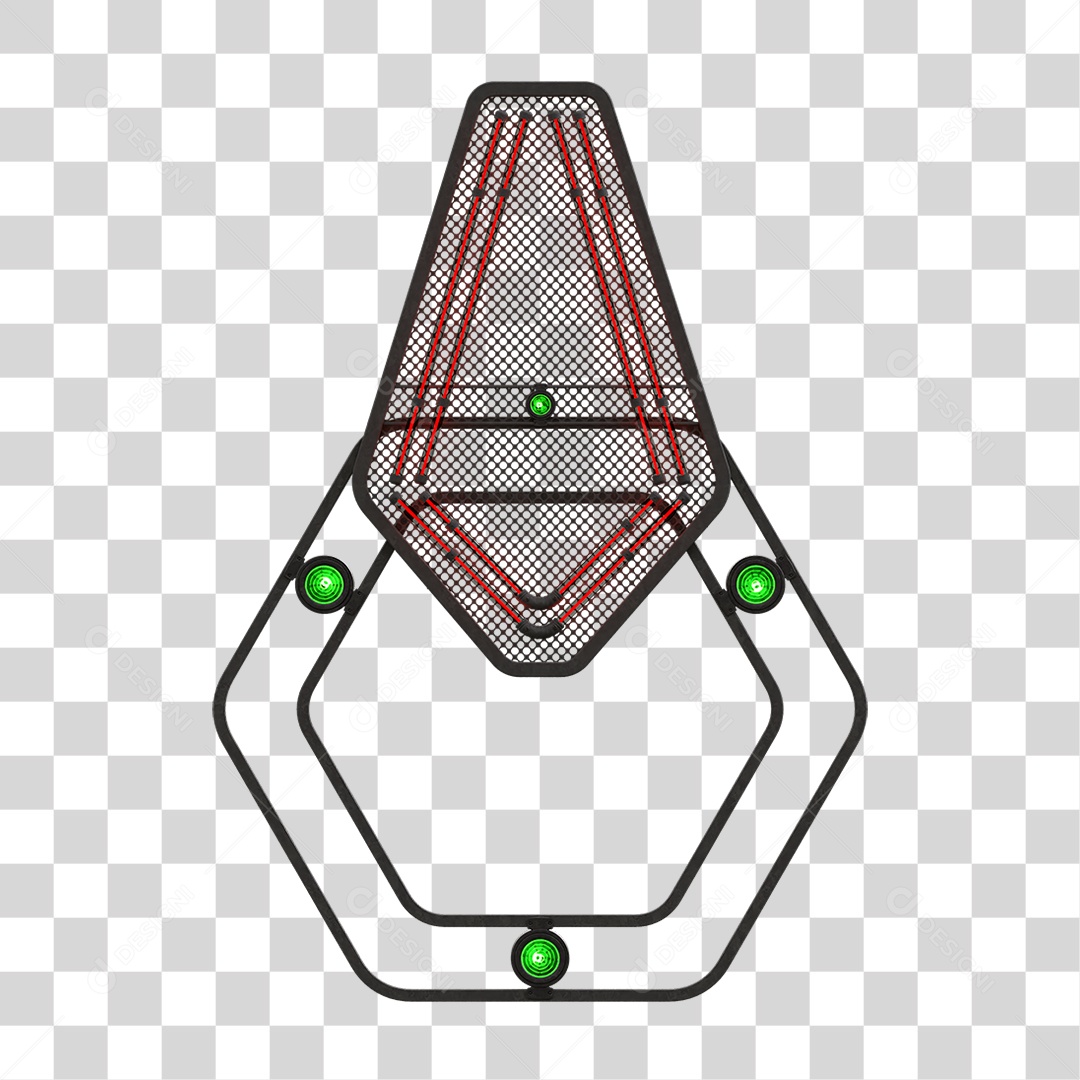 Elemento Metálico com Neon PNG Transparente