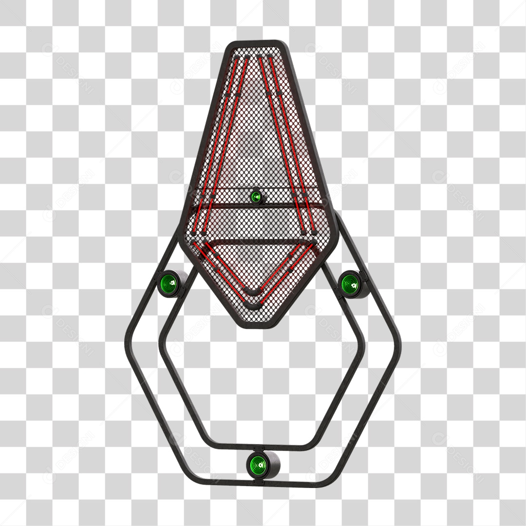 Elemento Metálico com Neon PNG Transparente