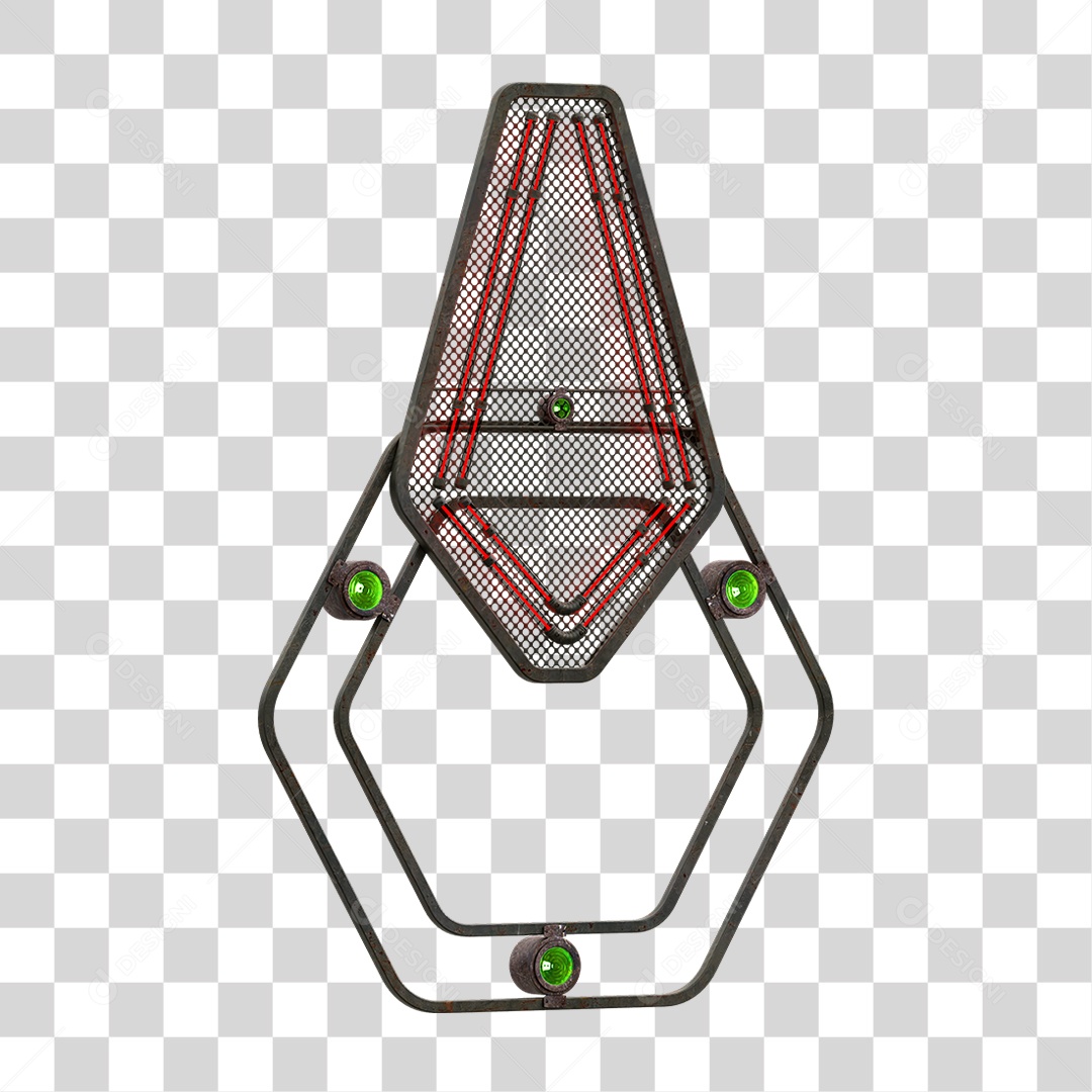 Elemento Metálico com Neon PNG Transparente