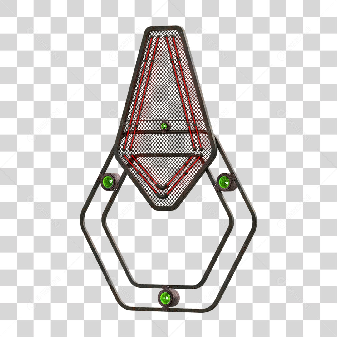 Painel de Seta Metálica com Neon PNG Transparente