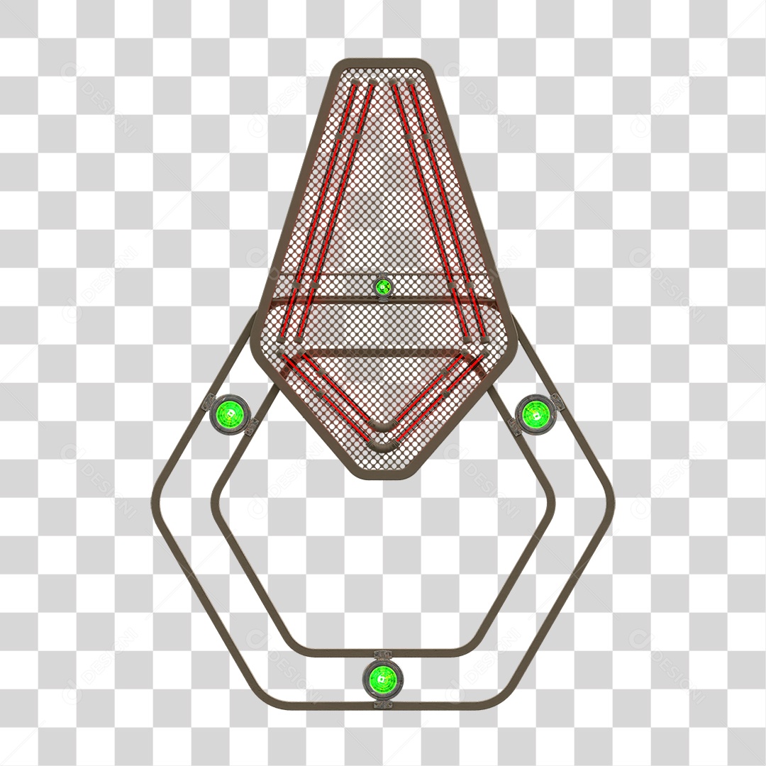 Elemento Metálico com Neon PNG Transparente