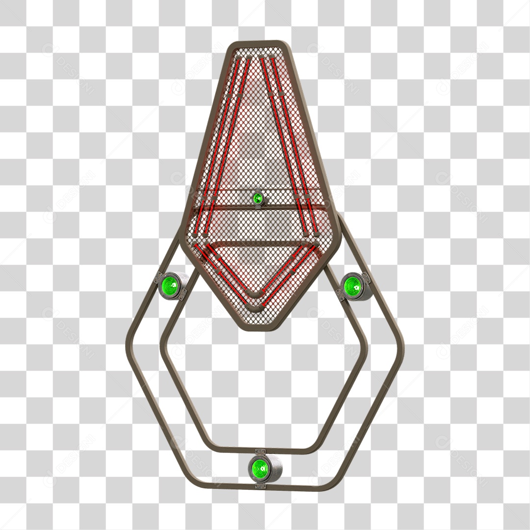 Elemento Metálico com Neon PNG Transparente