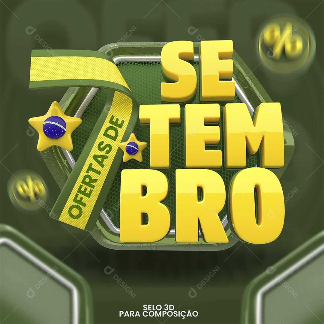 Selo 3D Ofertas de 7 Setembro Para Composição PSD