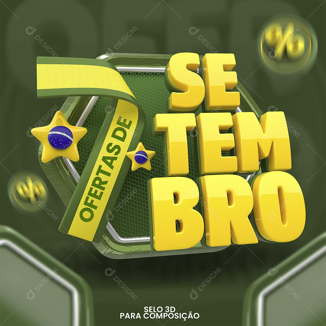Selo 3D Ofertas de 7 Setembro Para Composição PSD