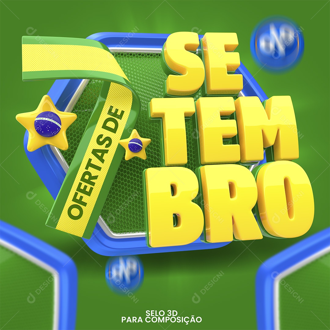 Selo 3D Ofertas de 7 Setembro Para Composição PSD