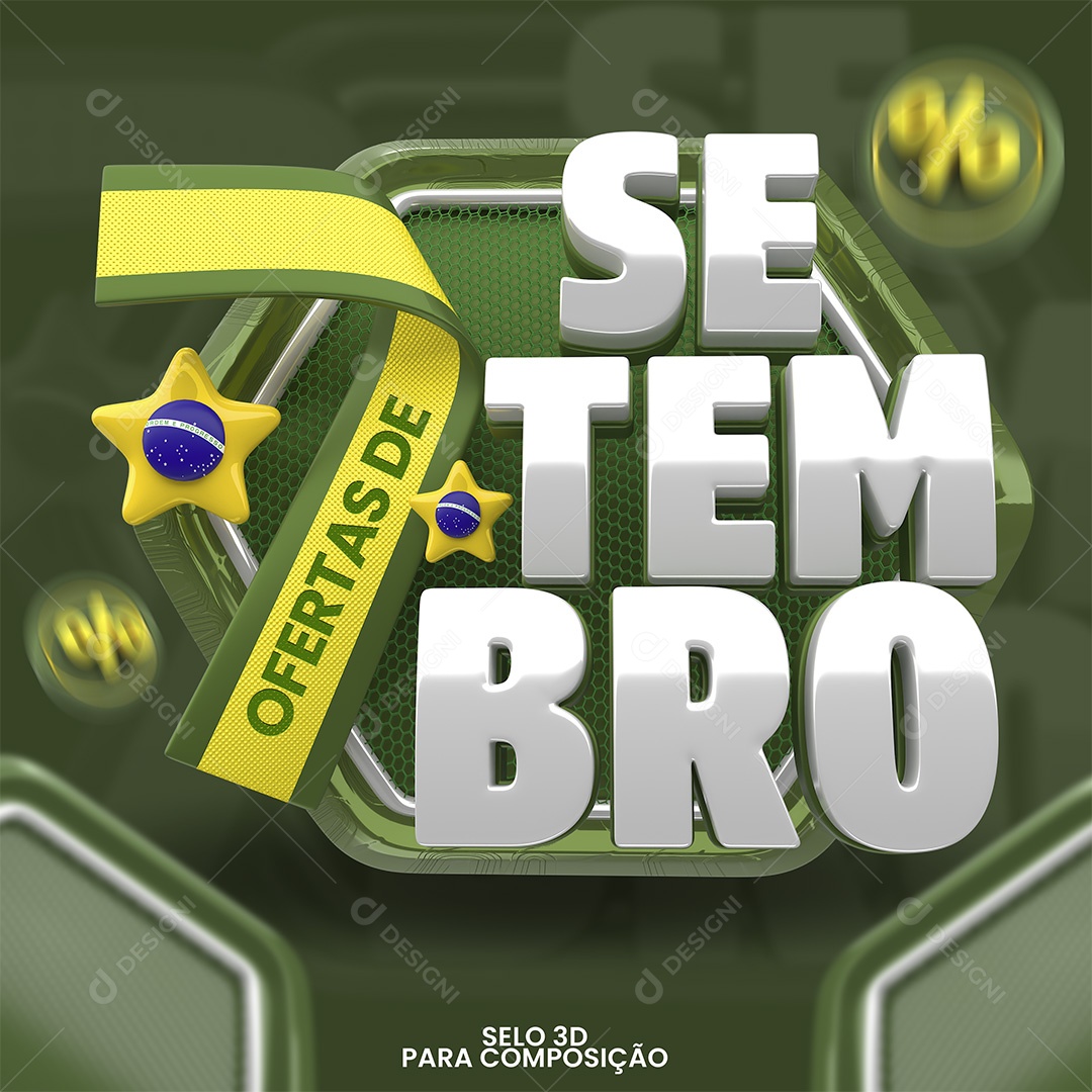 Selo 3D Ofertas de 7 Setembro Para Composição PSD