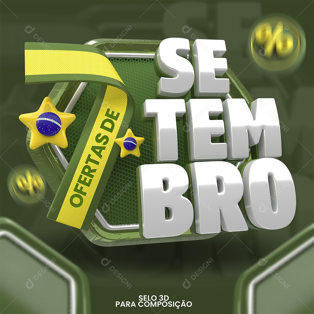 Selo 3D Ofertas de 7 Setembro Para Composição PSD