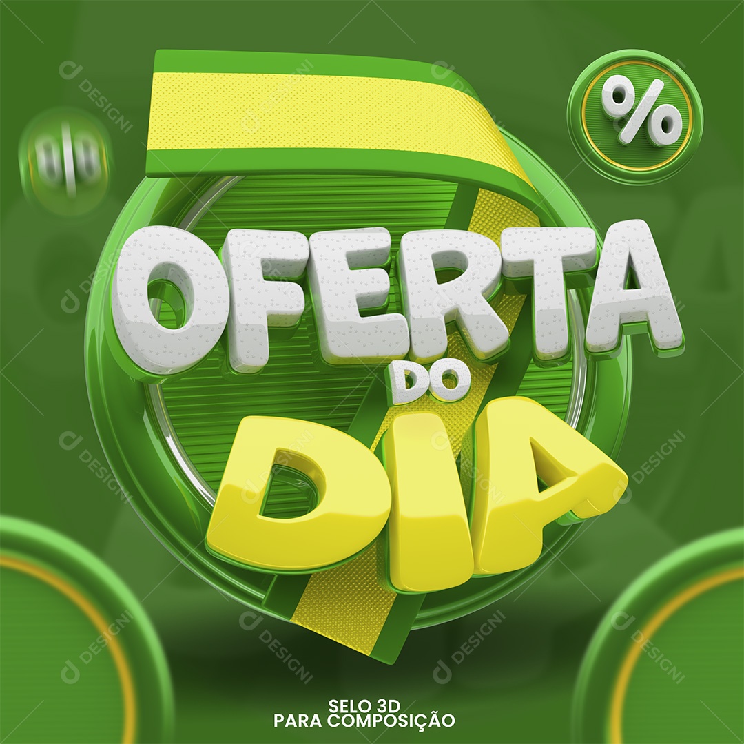 Selo 3D Oferta do Dia Para Composição PSD