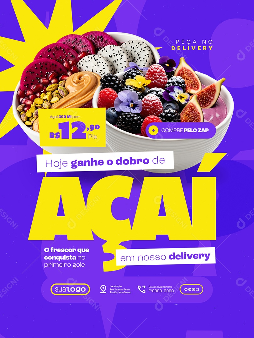 Açaiteria Promoções Social Media PSD Editável