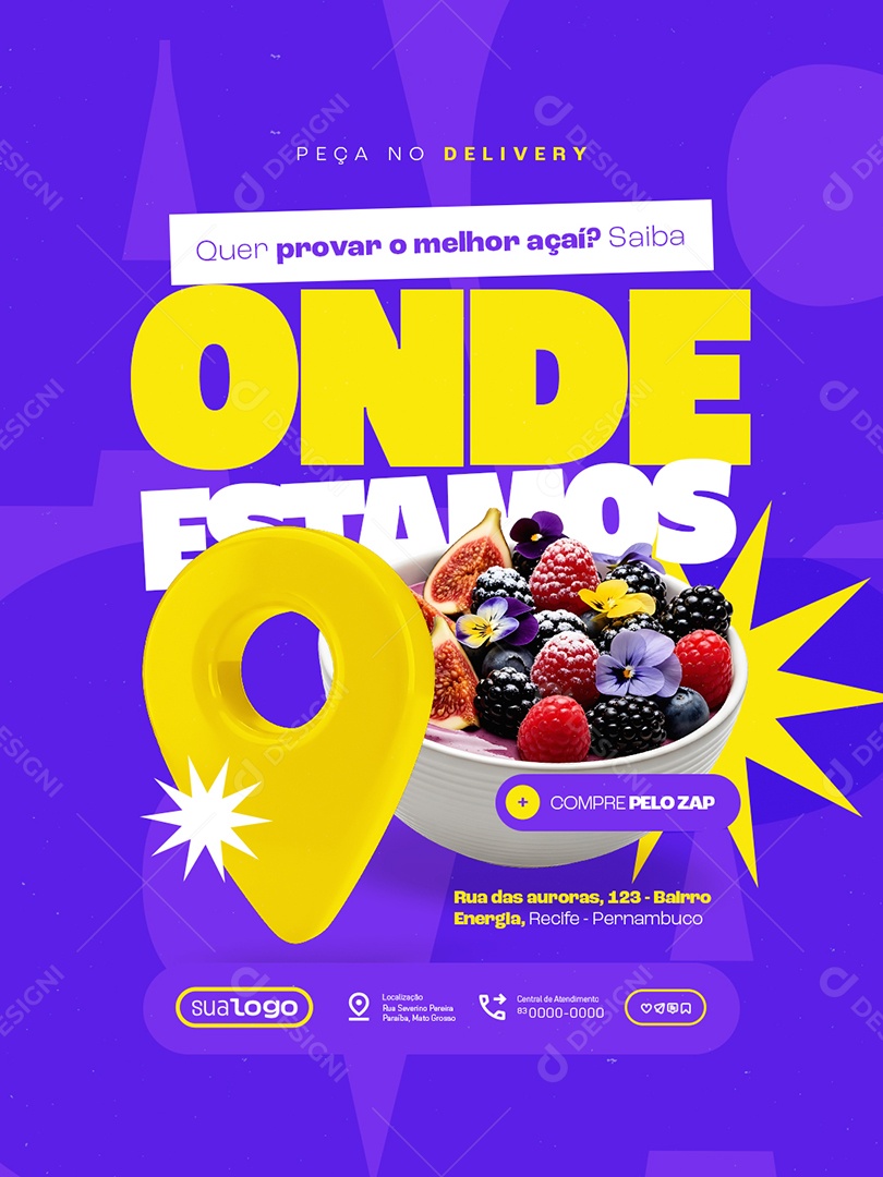 Açaiteria Localização Social Media PSD Editável