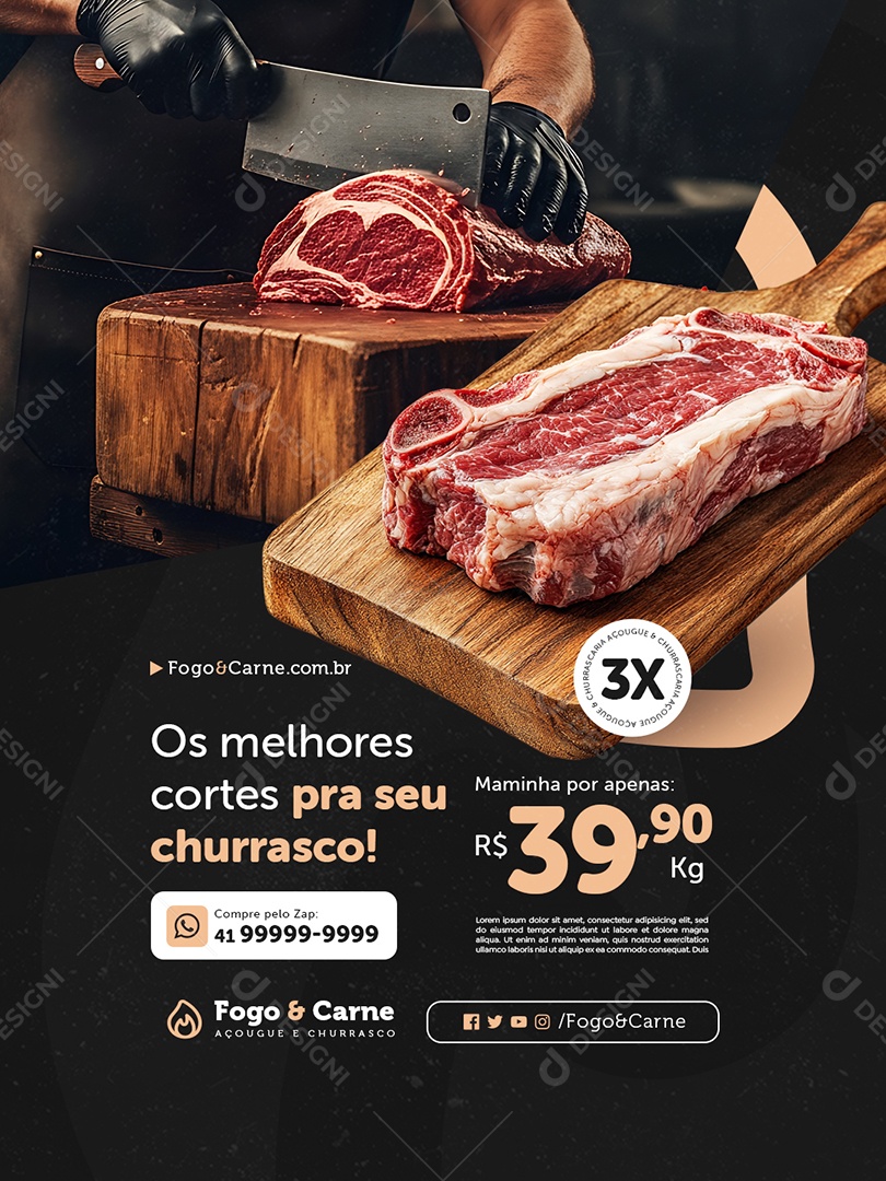 Açougue os Melhores Cortês Social Media PSD Editável