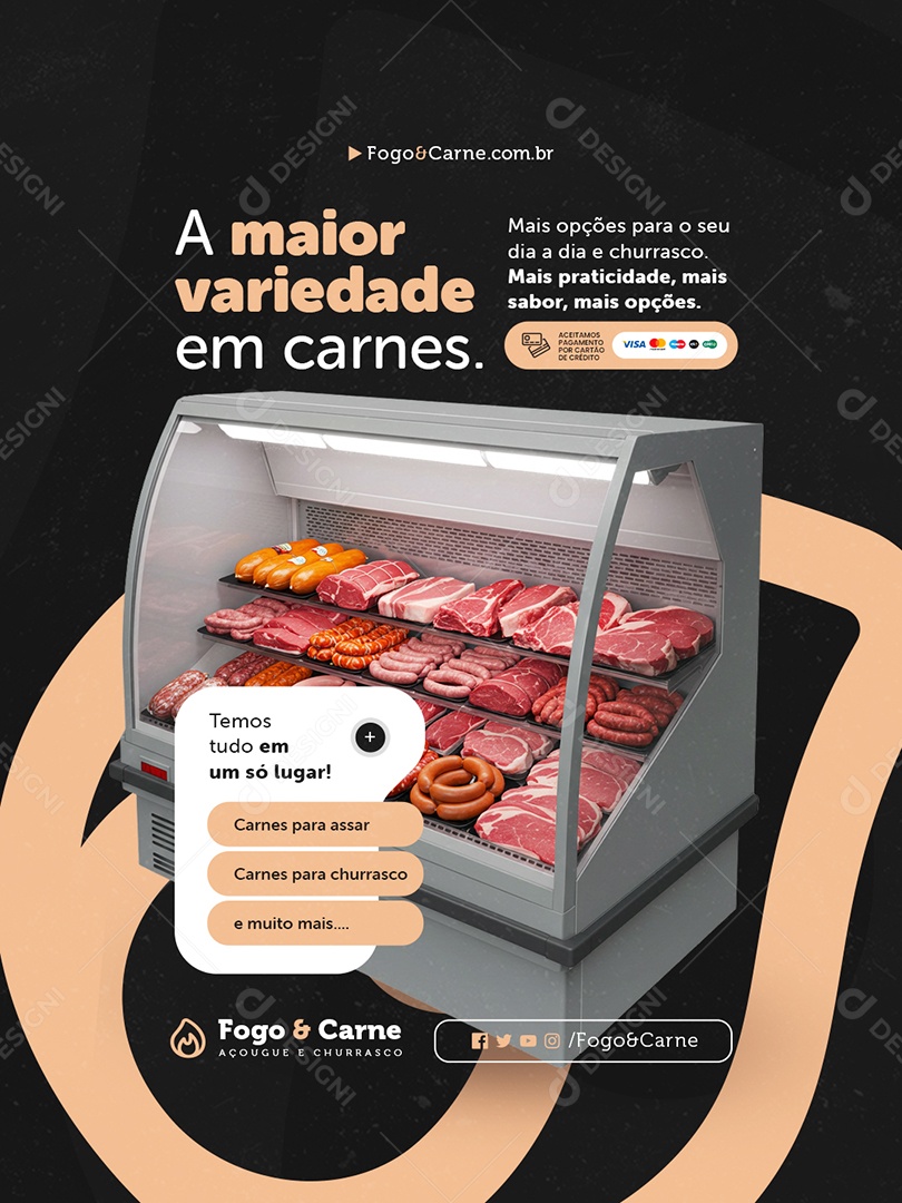 Açougue a Maior Variedade em Carne Social Media PSD Editável