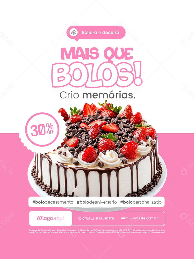 Boleira Mais que Bolos Social Media PSD Editável