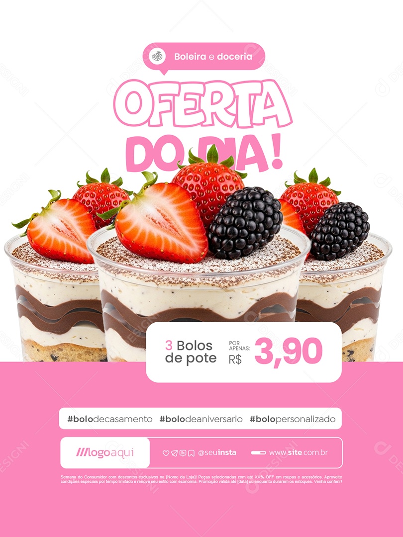 Boleira Chegou Bolo de Pote Social Media PSD Editável