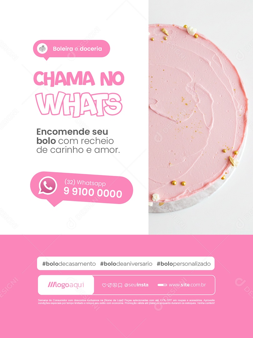Boleira Chama no Watts Social Media PSD Editável