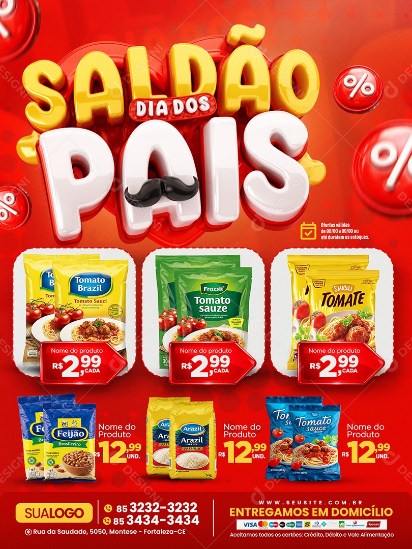 Tabloide Saldão Dia dos Pais Mercado Social Media PSD Editável