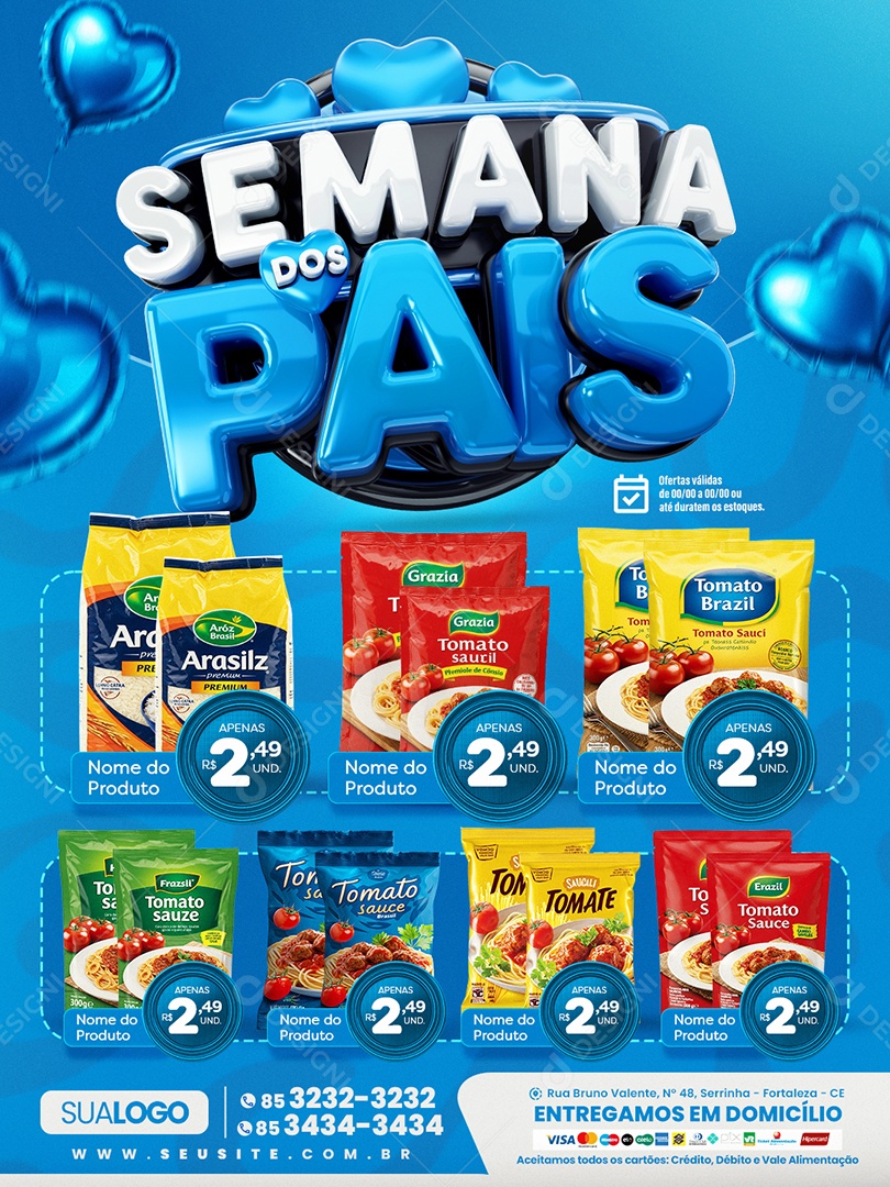 Tabloide Semana dos Pais Mercado Produtos Social Media PSD Editável