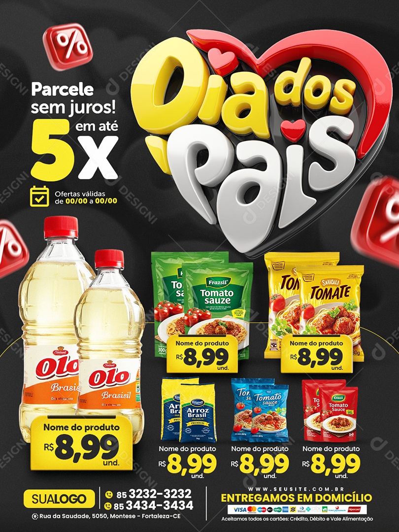 Tabloide Pais Mercado Parcele Sem Juros Social Media PSD Editável